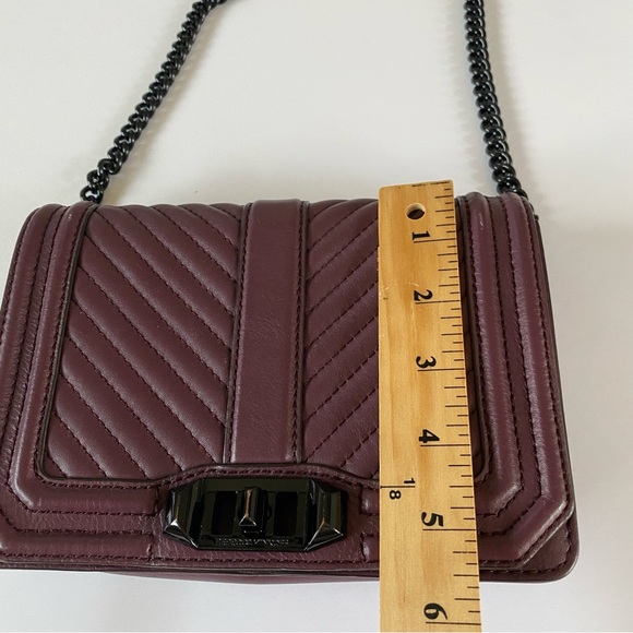 Rebecca Minkoff Womens Chevron Quilted Love Crossbody Purple Chain Strap Small - Picture 11 of 14